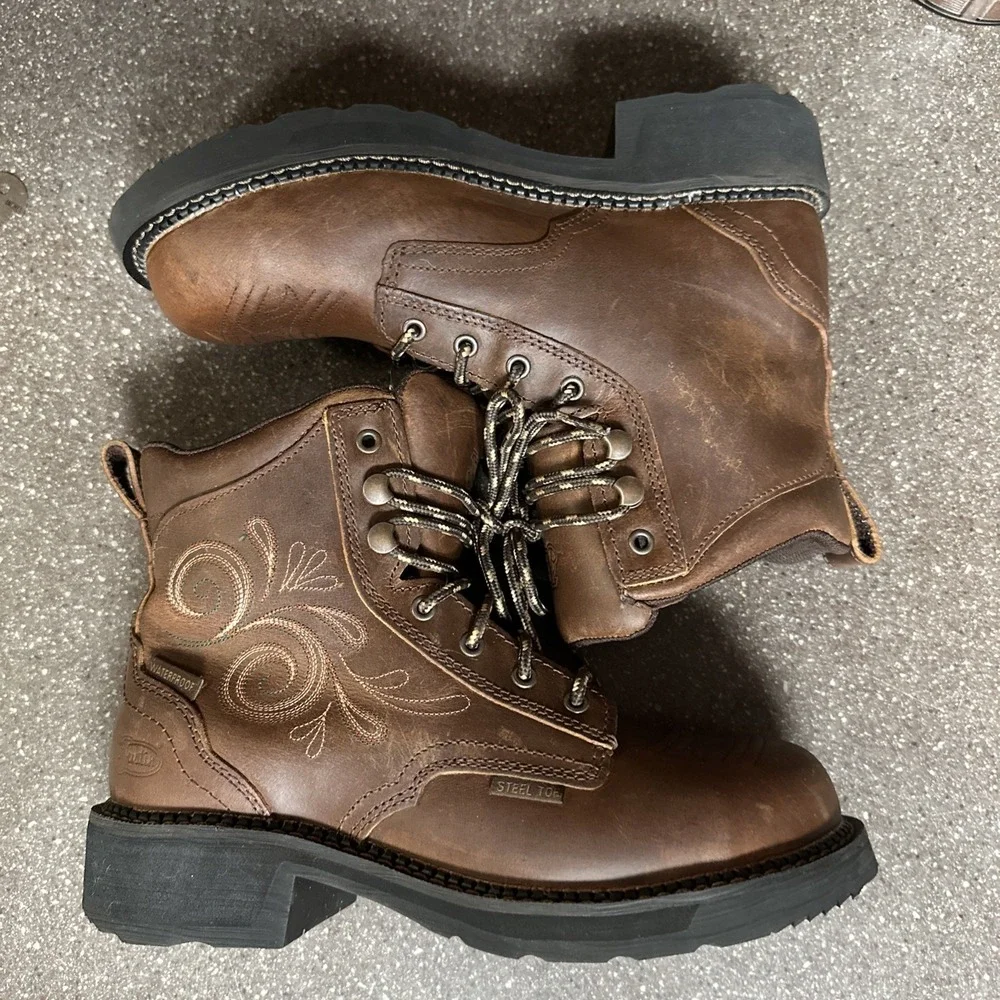 Justin Gy985 Women's 8B Steel Toe Safety Work Boots EH Waterproof Slip Resistant